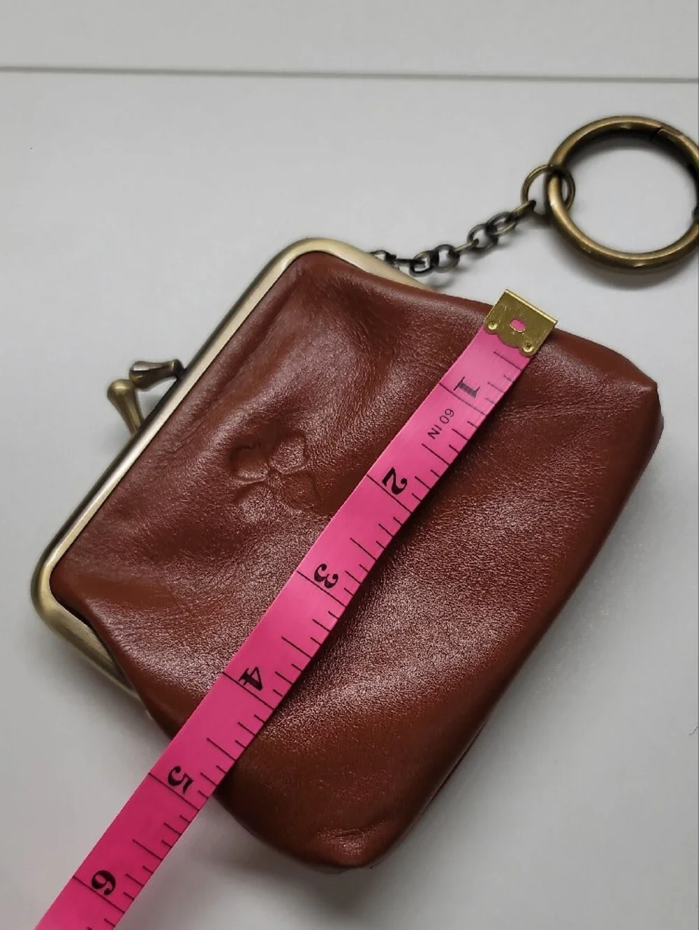 Patricia Nash Borse Large Leather Coin Purse with Keyring - Brown